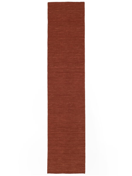  Ćilim Loom - Rust Sag 80X500 Autentični
 Moderni Ručno Tkani Tepih Staze
 Tamnocrvena (Vuna, Indija)