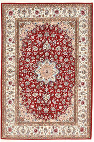 Ručno Uzlan Isfahan Svileni Navoji Tepih 132X198 Perzijski Bež/Crvena Mali Sag 