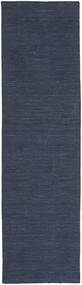  Ćilim Loom - Denim Plava Sag 80X300 Autentični
 Moderni Ručno Tkani Tepih Staze
 Tamnoplava/Plava (Vuna, Indija)