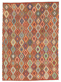  Ćilim Afghan Old Style Tepih 259X358 Vuneni Tamno Crvena/Zelena Veliki Sag 